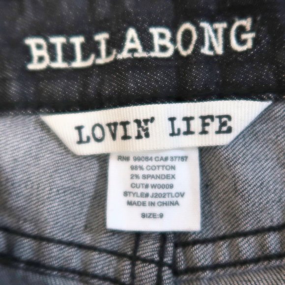 Billabong Lowah Embroidered Black Jean Shorts 9 - Picture 9 of 12